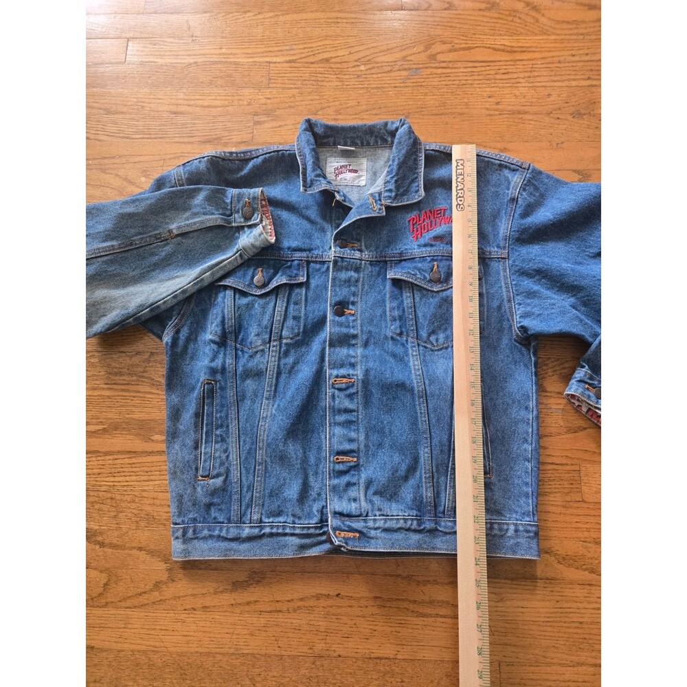 Vtg Planet Hollywood Embroidered Denim Trucker Jacket Size Large *Read* - Picture 7 of 9